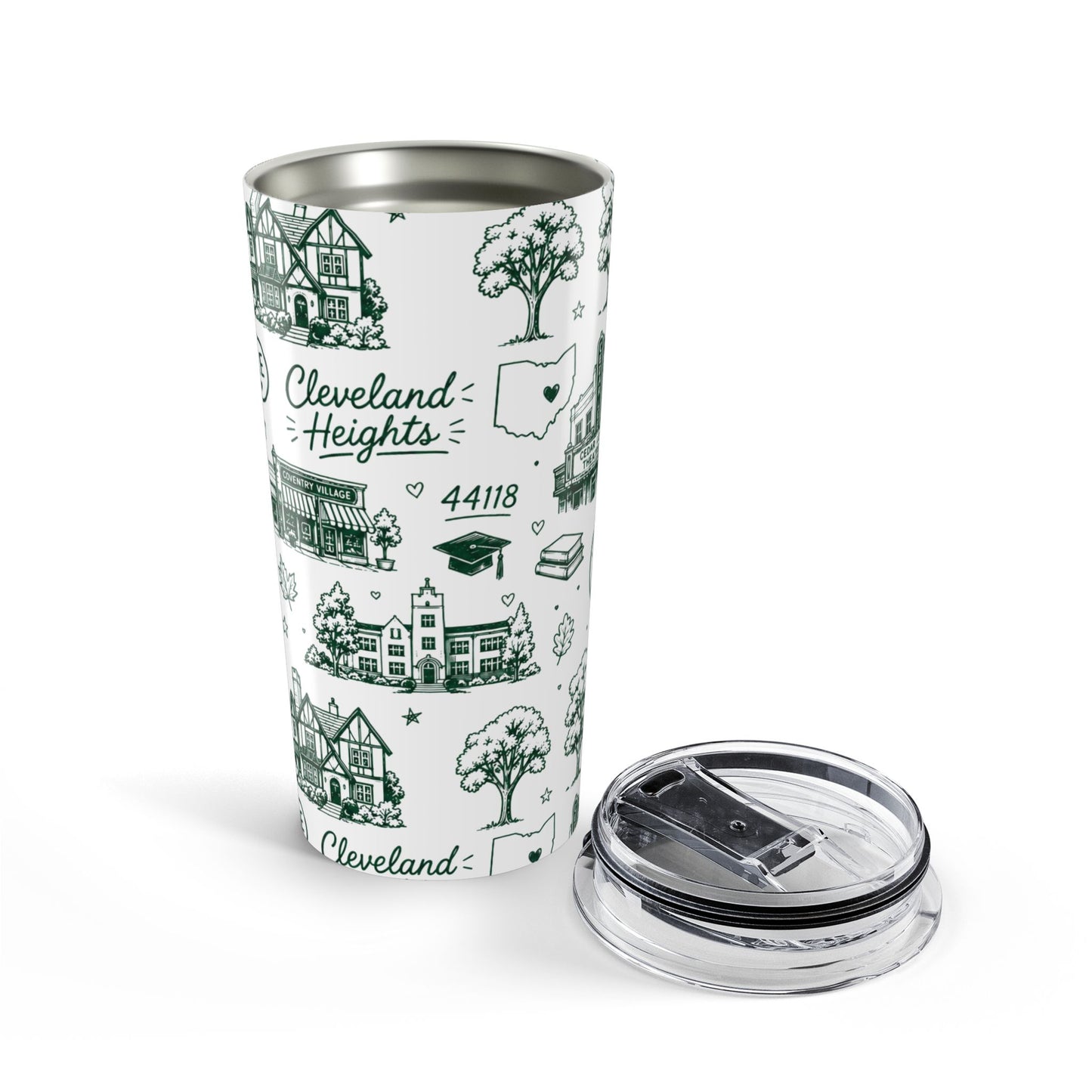 Cleveland Heights 20oz Tumbler — Illustrated City Landmark Travel Mug