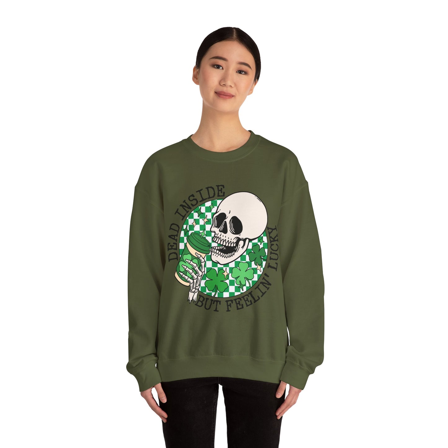 Skull St Patrick's Day Sweatshirt, Saint Paddy's Day Shirt, Lucky Sweatshirt, Checkered Sweatshirt , Skeleton, Shamrock Shirt