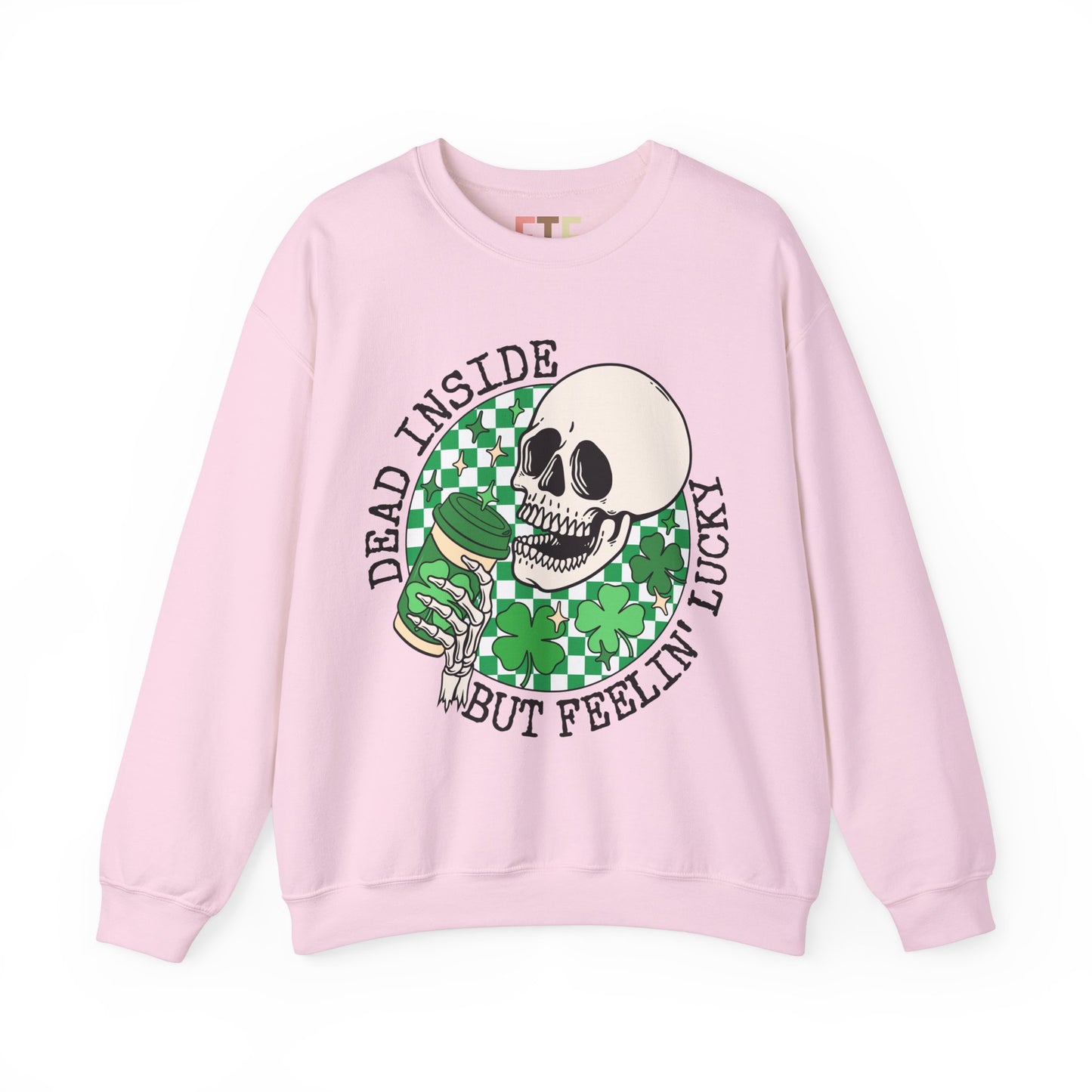 Skull St Patrick's Day Sweatshirt, Saint Paddy's Day Shirt, Lucky Sweatshirt, Checkered Sweatshirt , Skeleton, Shamrock Shirt