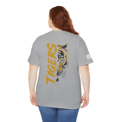 T-Shirt — 'TIGERS' Vertical Tiger Eye Graphic Back Print