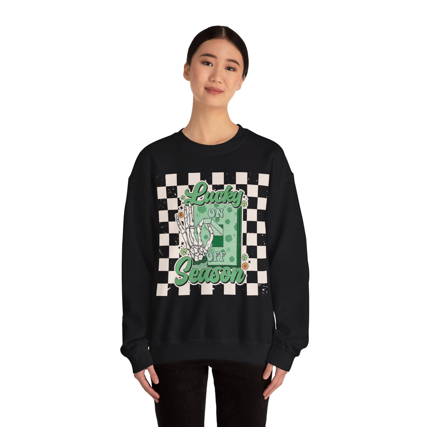 St. Patrick's Day Sweatshirt, Saint Paddy's Day Shirt, Lucky Sweatshirt, Retro, Skeleton, Checkered Print