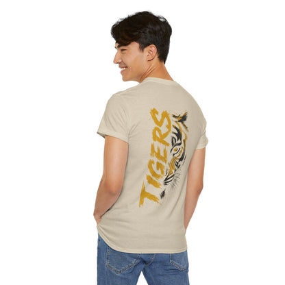 T-Shirt — 'TIGERS' Vertical Tiger Eye Graphic Back Print
