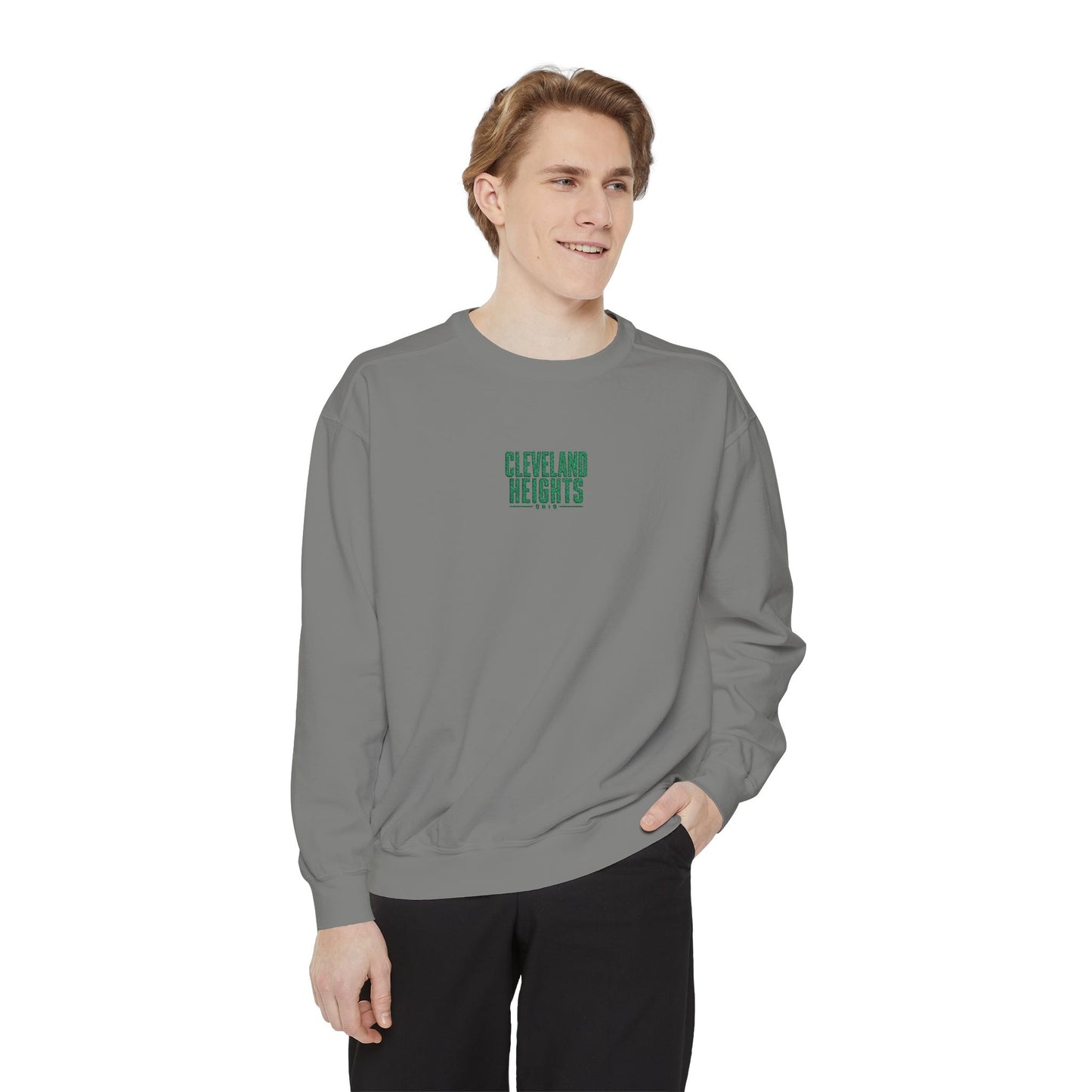Cleveland Heights Green Script Embroidered Comfort Colors Sweatshirt