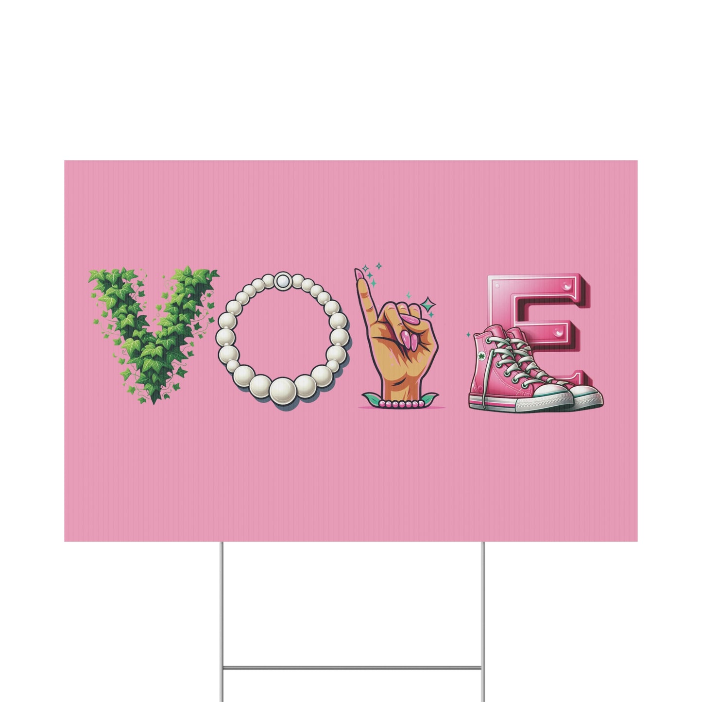 Pink and Green AKA Inspired VOTE Election Plastic Yard Sign