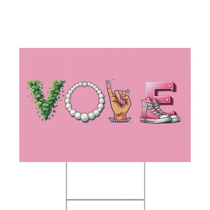 Pink and Green AKA Inspired VOTE Election Plastic Yard Sign