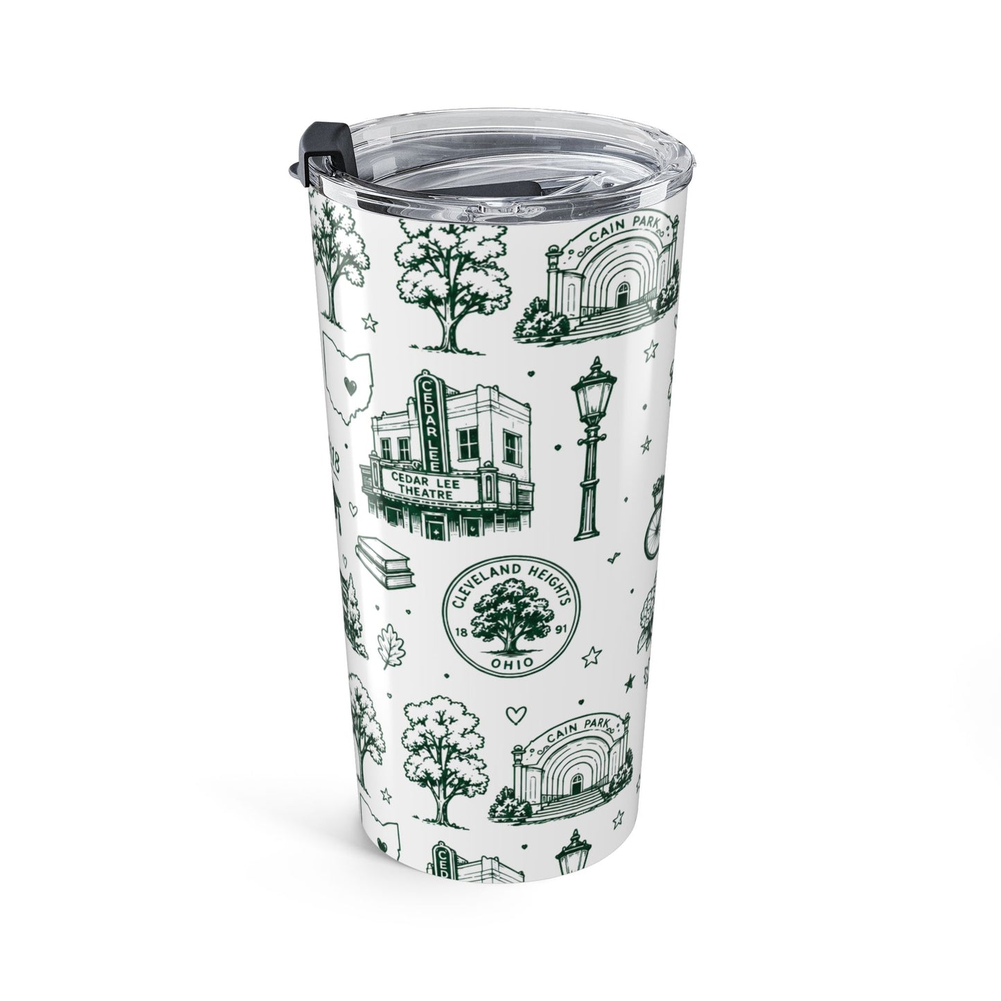 Cleveland Heights 20oz Tumbler — Illustrated City Landmark Travel Mug