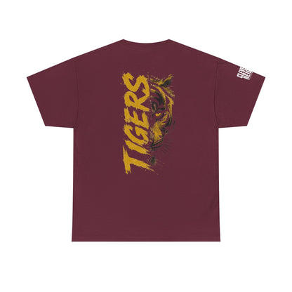 T-Shirt — 'TIGERS' Vertical Tiger Eye Graphic Back Print