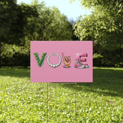 Pink and Green AKA Inspired VOTE Election Plastic Yard Sign