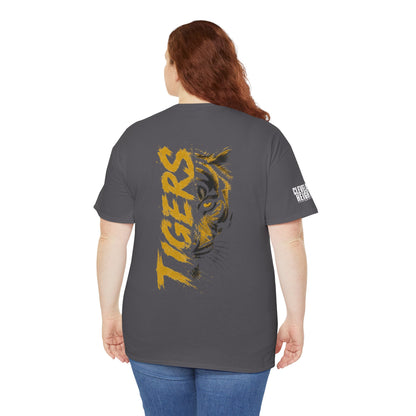 T-Shirt — 'TIGERS' Vertical Tiger Eye Graphic Back Print