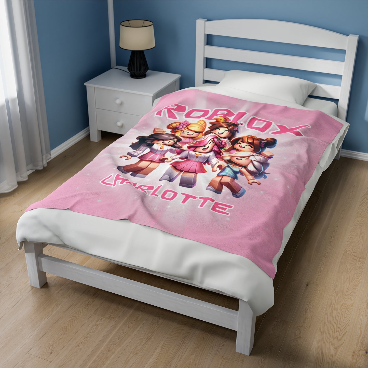 Personalized Pink Roblox Gamer Blanket For Girls