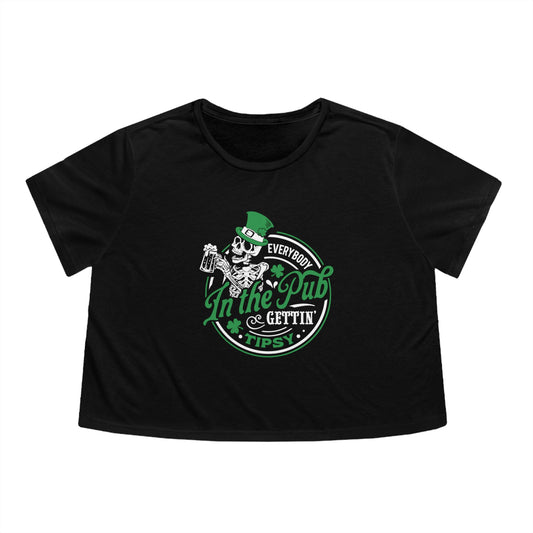 Funny St. Patrick's Day Crop Top, Everybody In The Pub Getting Tipsy Baby Tee, Cute Cropped Tee For St Pattys Day Celebration