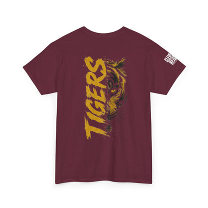 T-Shirt — 'TIGERS' Vertical Tiger Eye Graphic Back Print
