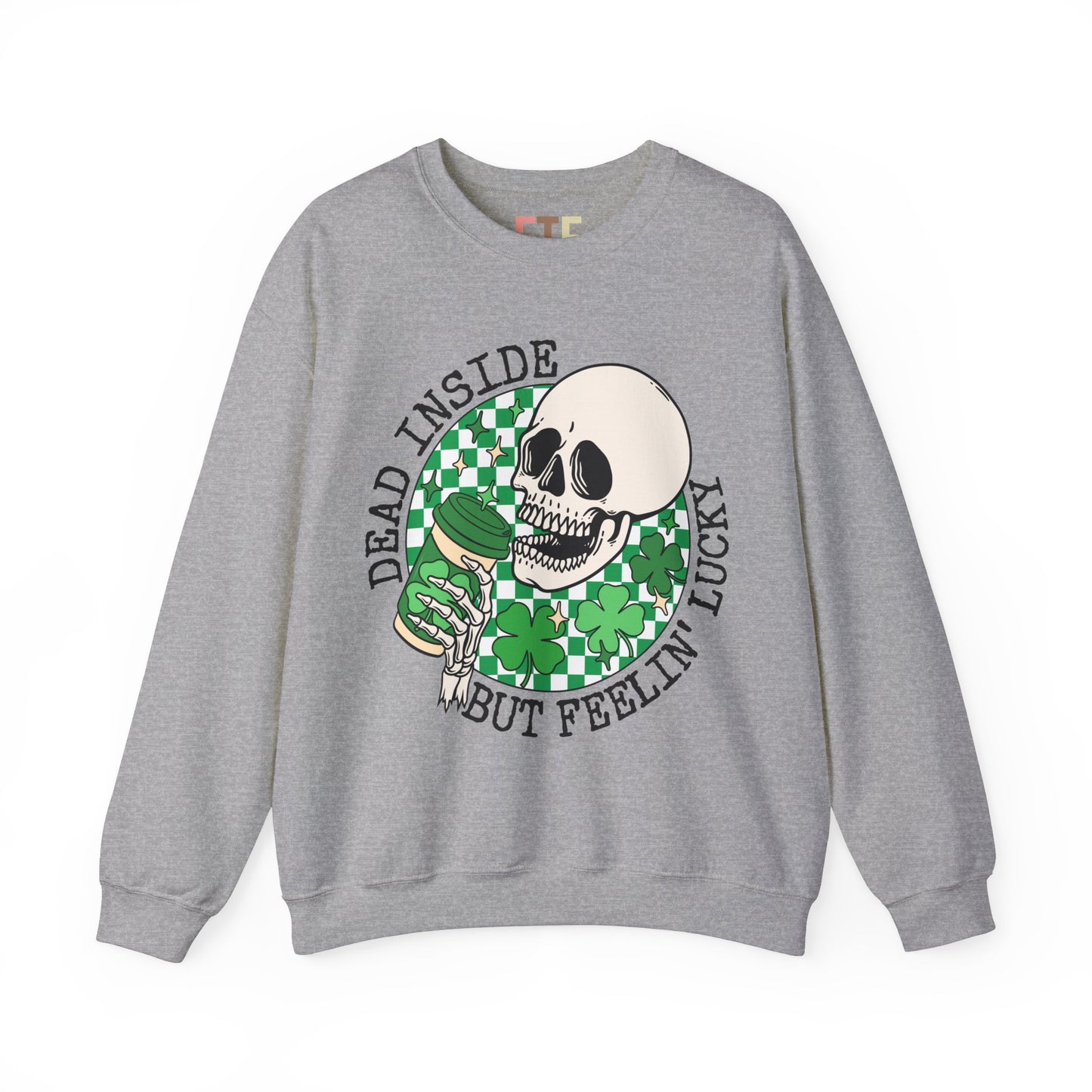 Skull St Patrick's Day Sweatshirt, Saint Paddy's Day Shirt, Lucky Sweatshirt, Checkered Sweatshirt , Skeleton, Shamrock Shirt