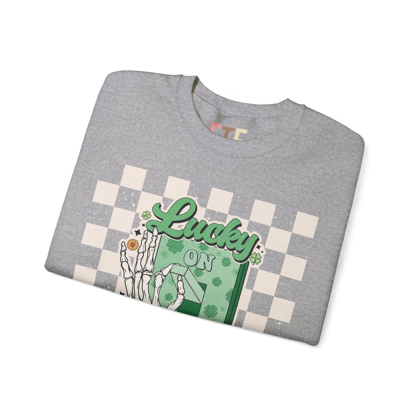 St. Patrick's Day Sweatshirt, Saint Paddy's Day Shirt, Lucky Sweatshirt, Retro, Skeleton, Checkered Print