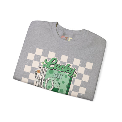 St. Patrick's Day Sweatshirt, Saint Paddy's Day Shirt, Lucky Sweatshirt, Retro, Skeleton, Checkered Print