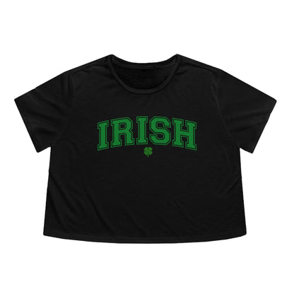 Varsity Irish Crop Top, Varsity Irish St. Patrick's Day Baby Tee, Cute Cropped Tee For St Pattys Day Celebration