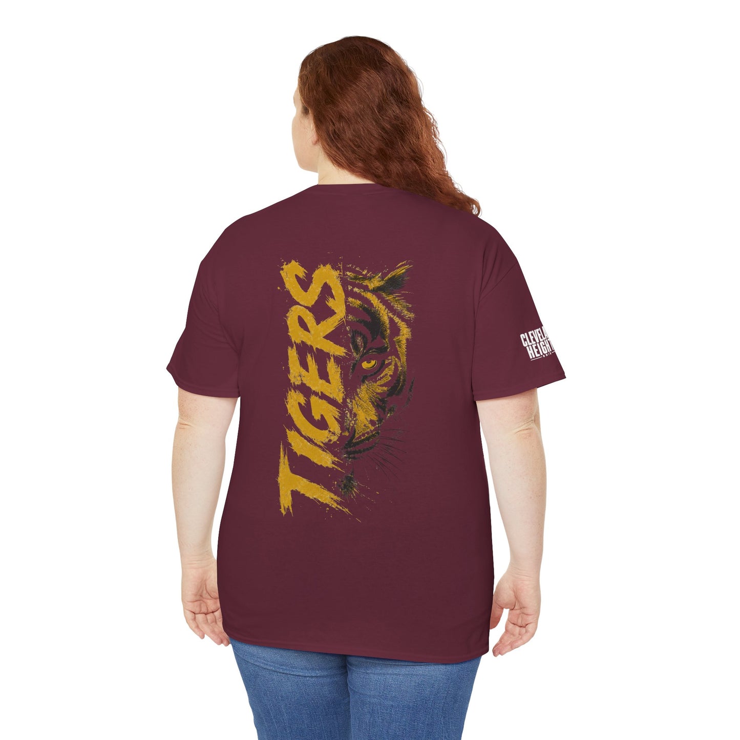 T-Shirt — 'TIGERS' Vertical Tiger Eye Graphic Back Print