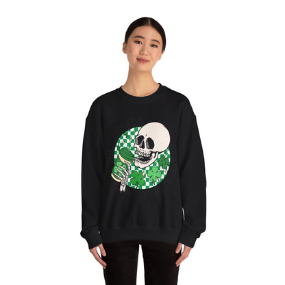 Skull St Patrick's Day Sweatshirt, Saint Paddy's Day Shirt, Lucky Sweatshirt, Checkered Sweatshirt , Skeleton, Shamrock Shirt