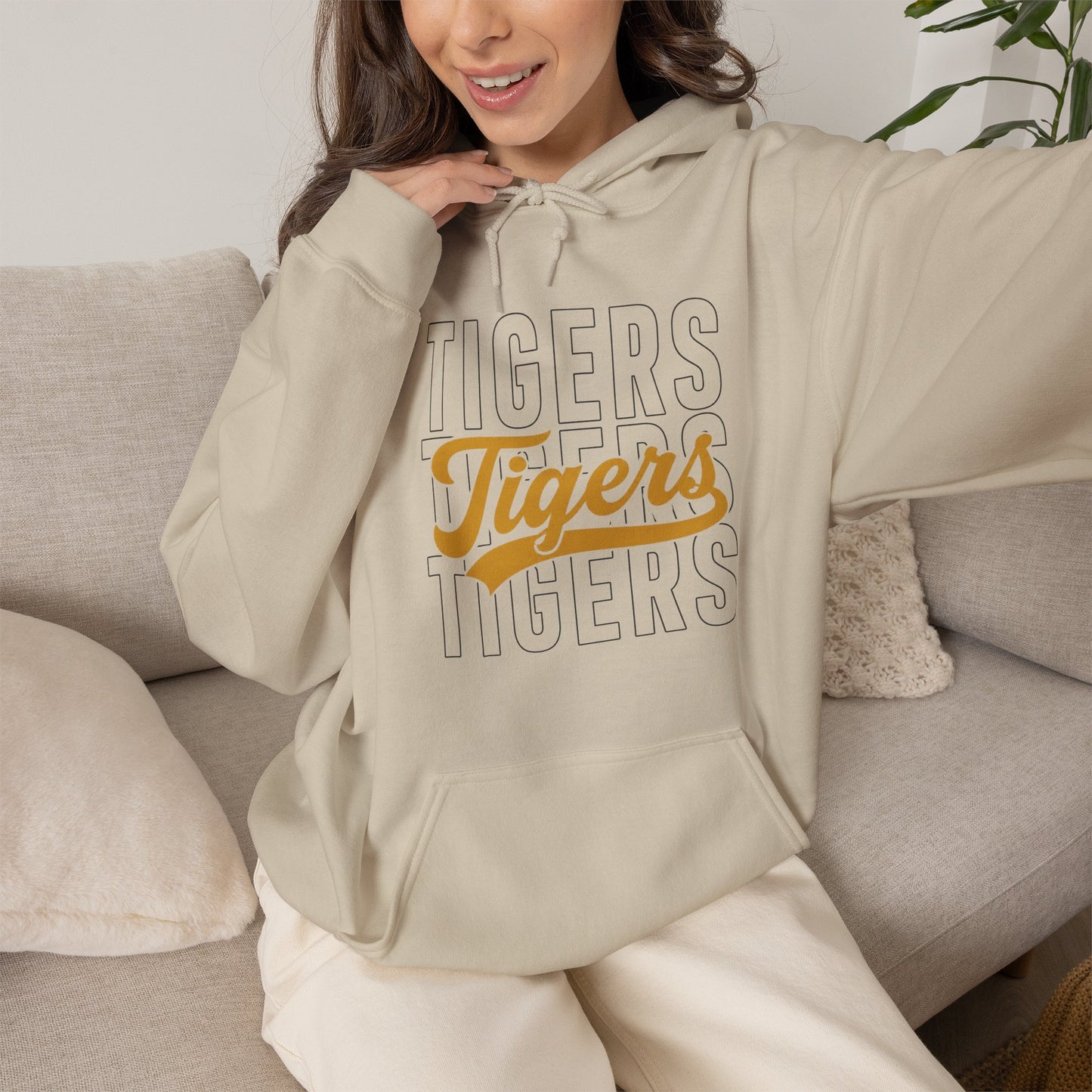Tigers Script Hoodie — Vintage Retro Sports Team Sweatshirt