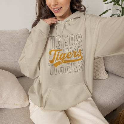 Tigers Script Hoodie — Vintage Retro Sports Team Sweatshirt