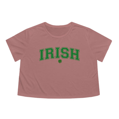 Varsity Irish Crop Top, Varsity Irish St. Patrick's Day Baby Tee, Cute Cropped Tee For St Pattys Day Celebration