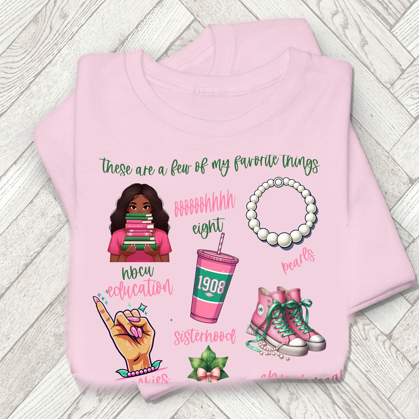 AKA Pink and Green Favorite Things Sorority Women's Sweatshirt