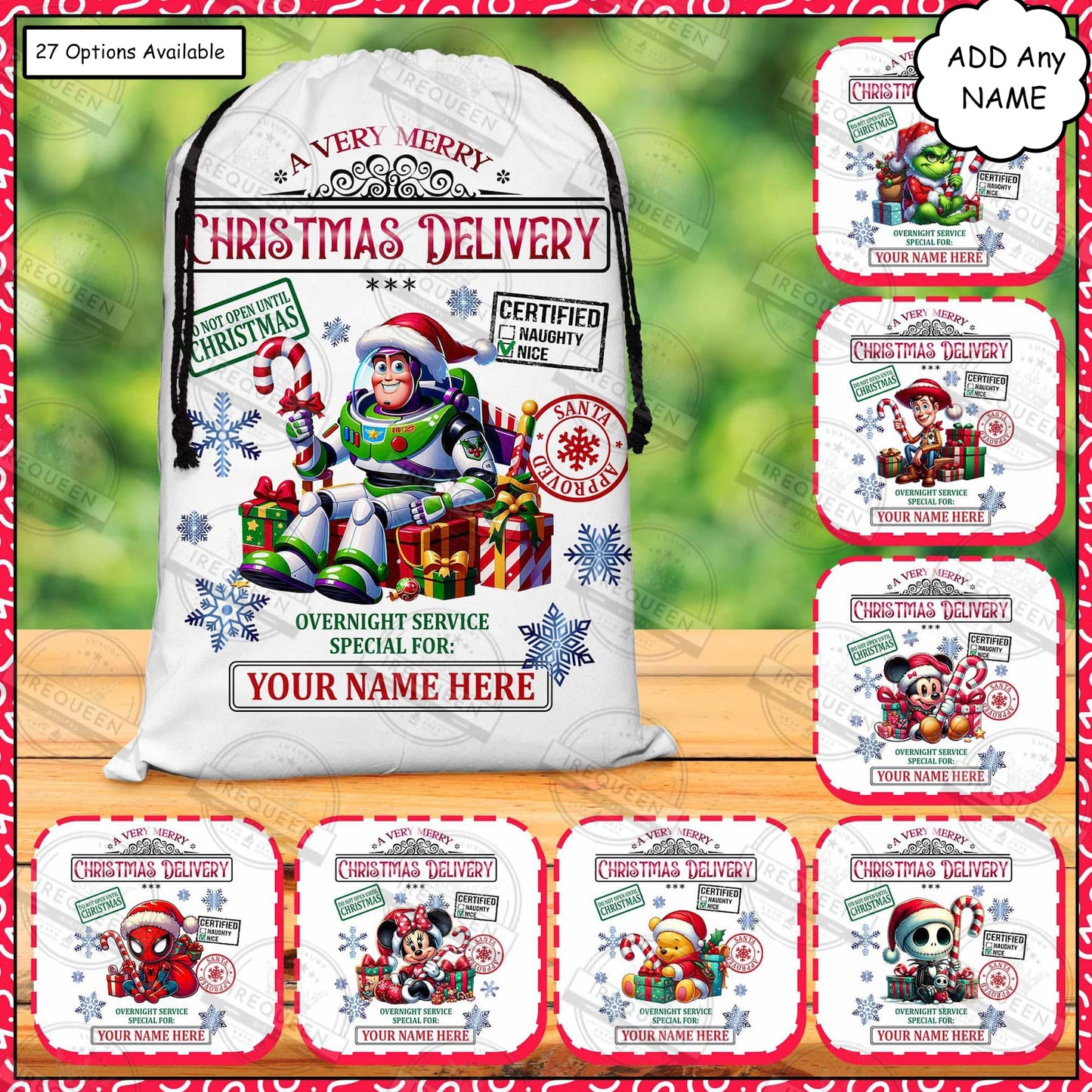 Character Christmas Candy Goodies Treat Bags/Santa Sacks 4 Sizes Available Xmas Deadline December 11th