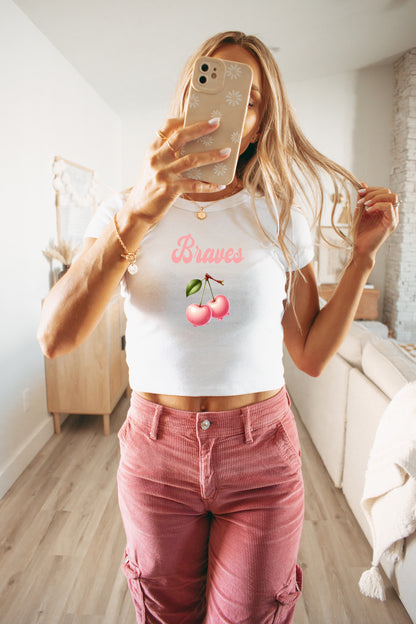 Custom Cherries College Merch Crop Baby Tee