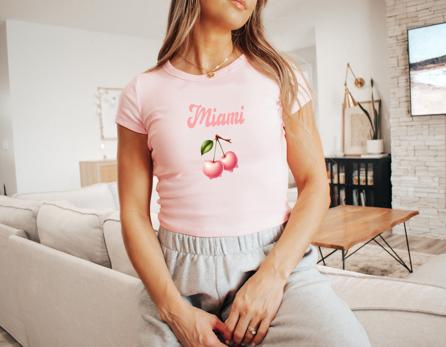 Custom Cherries College Merch Crop Baby Tee