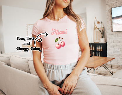 Custom Cherries College Merch Crop Baby Tee