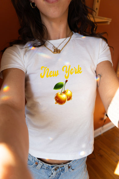 Custom Cherries College Merch Crop Baby Tee