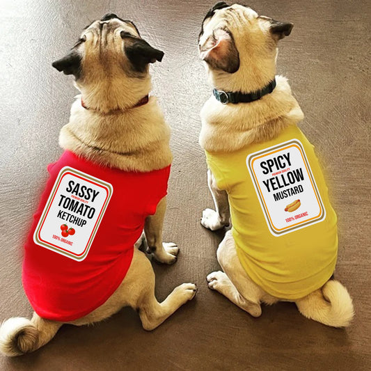 Condiments Shirts For Pet Dogs Cats - Sassy Ketchup®, Spicy Mustard, Sweet Relish