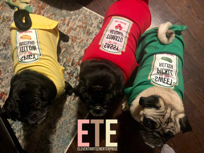 Condiments Shirts For Pet Dogs Cats - Sassy Ketchup®, Spicy Mustard, Sweet Relish