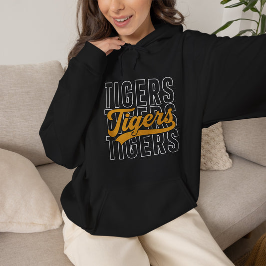 Tigers Script Hoodie — Vintage Retro Sports Team Sweatshirt