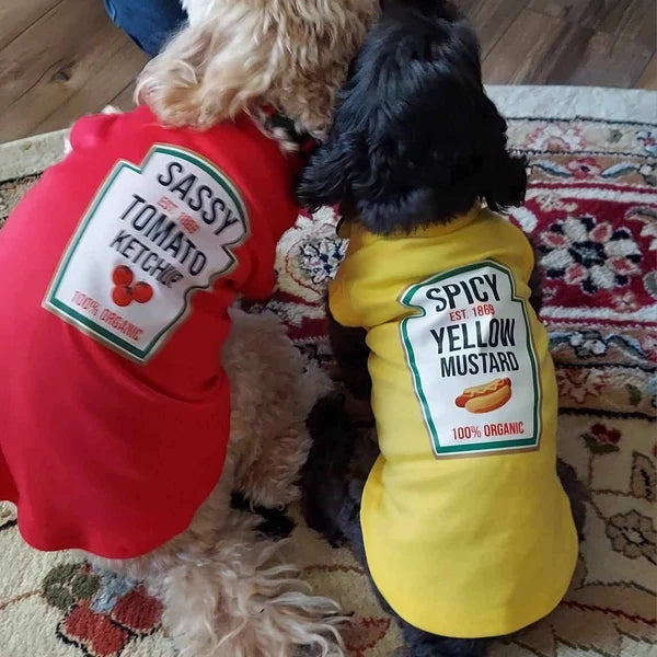 Condiments Shirts For Pet Dogs Cats - Sassy Ketchup®, Spicy Mustard, Sweet Relish
