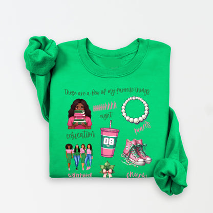 AKA Pink and Green Favorite Things Sorority Women's Sweatshirt