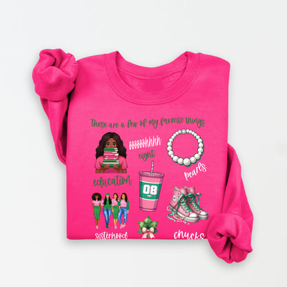 AKA Pink and Green Favorite Things Sorority Women's Sweatshirt