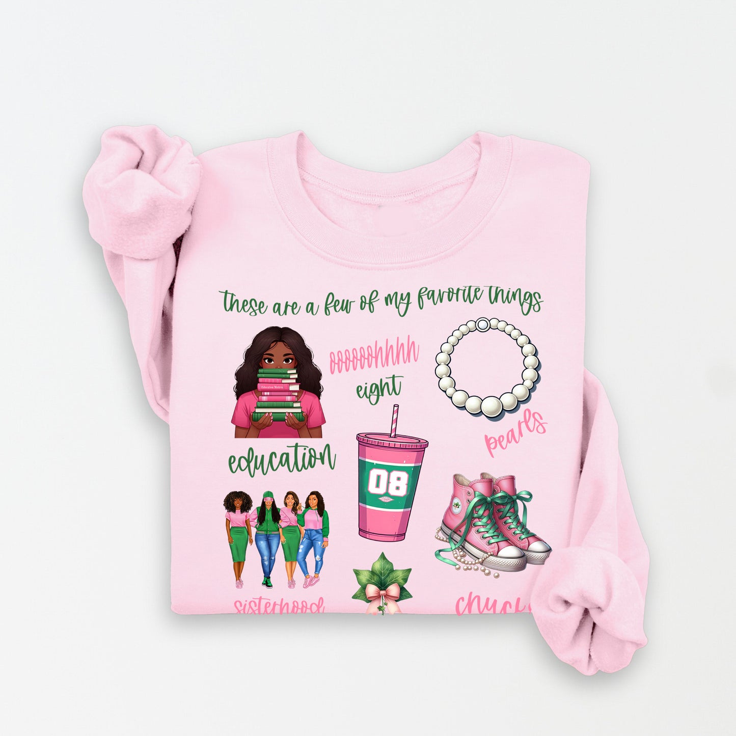 AKA Pink and Green Favorite Things Sorority Women's Sweatshirt
