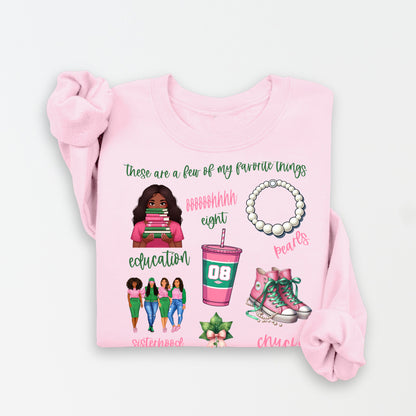 AKA Pink and Green Favorite Things Sorority Women's Sweatshirt