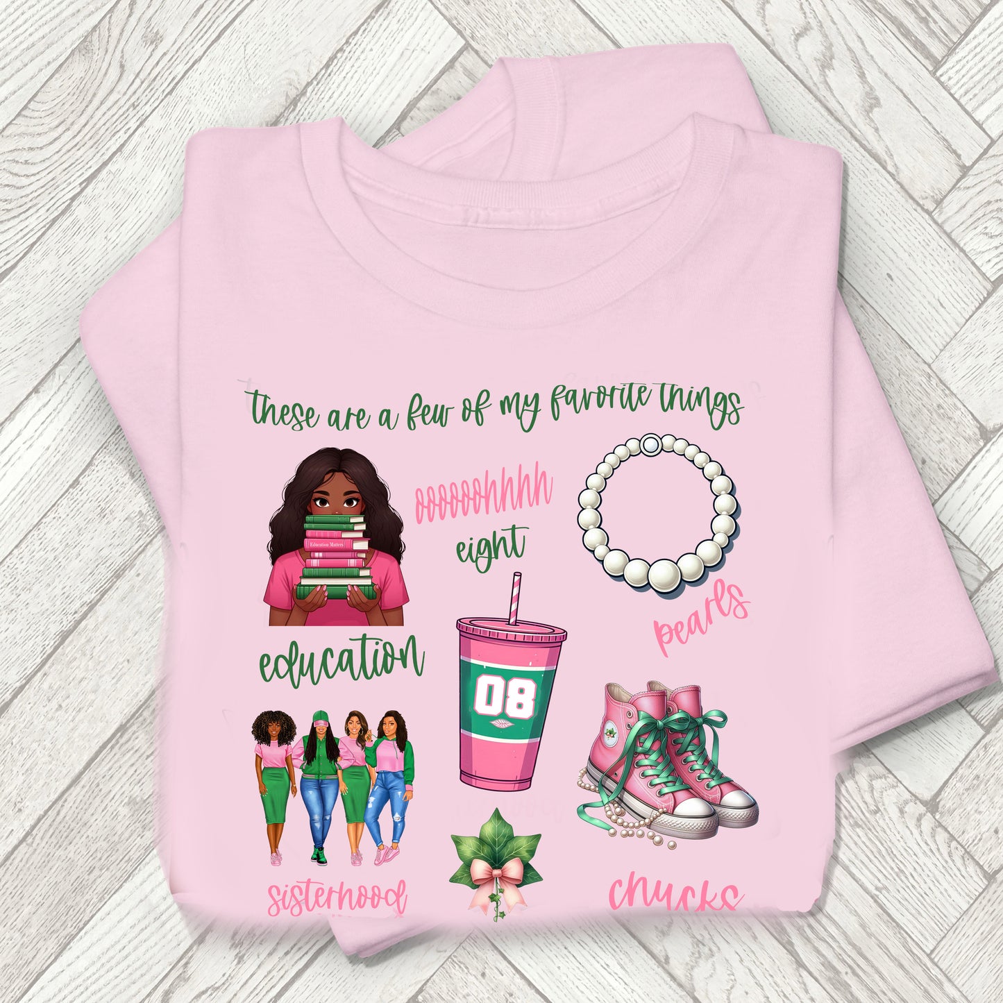 AKA Pink and Green Favorite Things Sorority Women's Sweatshirt