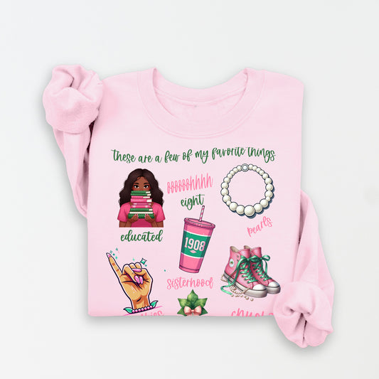 AKA Pink and Green Favorite Things Sorority Women's Sweatshirt