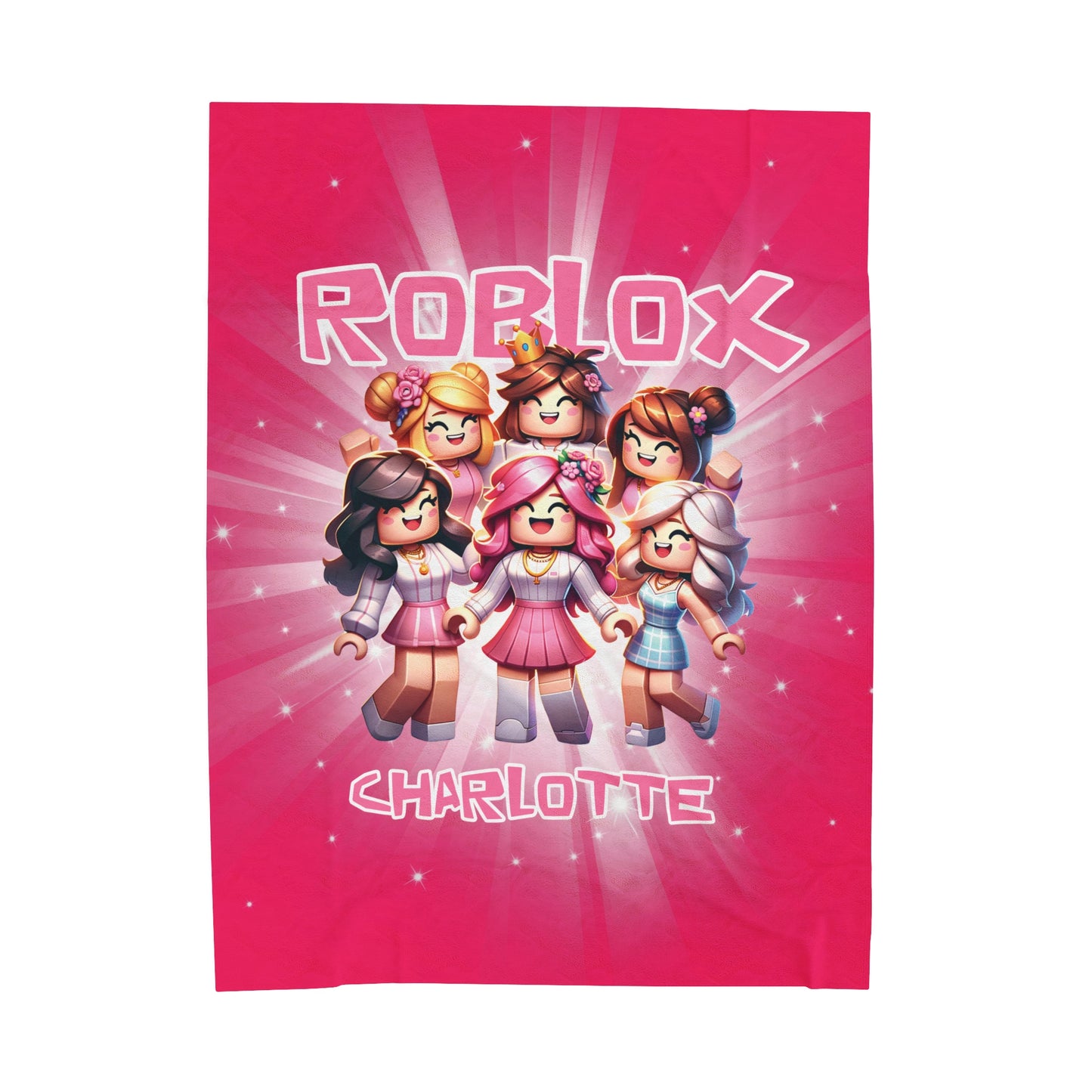 Personalized Pink Roblox Gamer Blanket For Girls