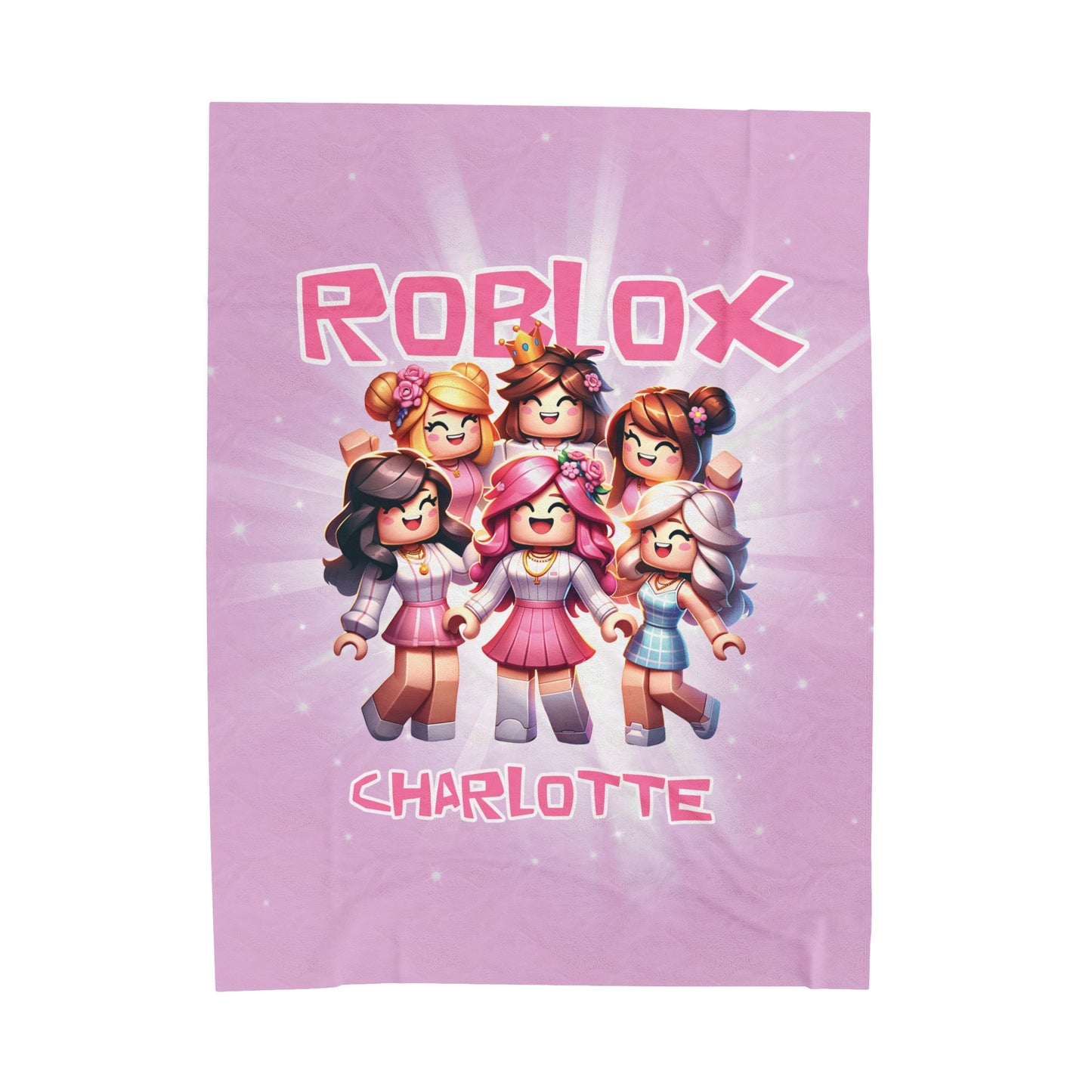 Personalized Pink Roblox Gamer Blanket For Girls