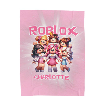 Personalized Pink Roblox Gamer Blanket For Girls