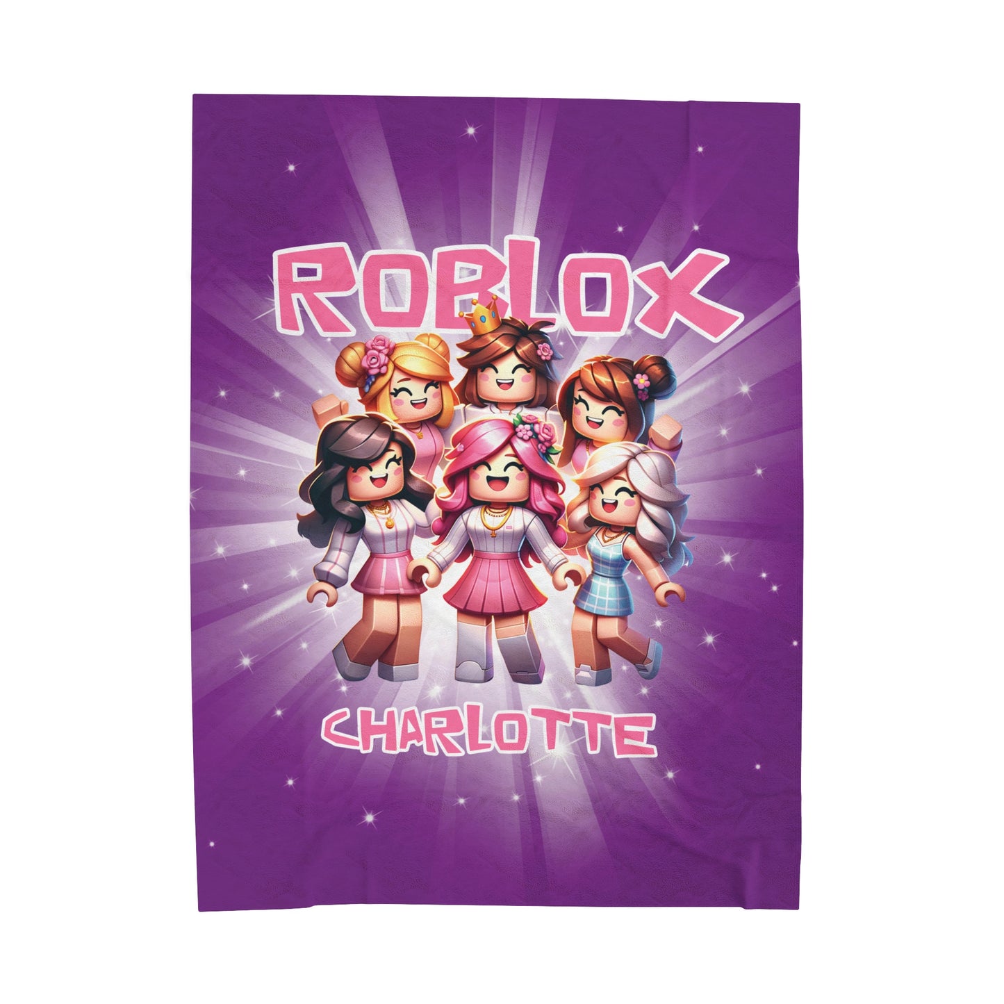 Personalized Pink Roblox Gamer Blanket For Girls