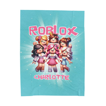 Personalized Pink Roblox Gamer Blanket For Girls