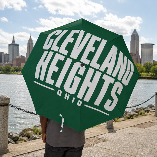 Cleveland Heights Green Logo Foldable Umbrella — Compact Semi-Automatic Rain Shield